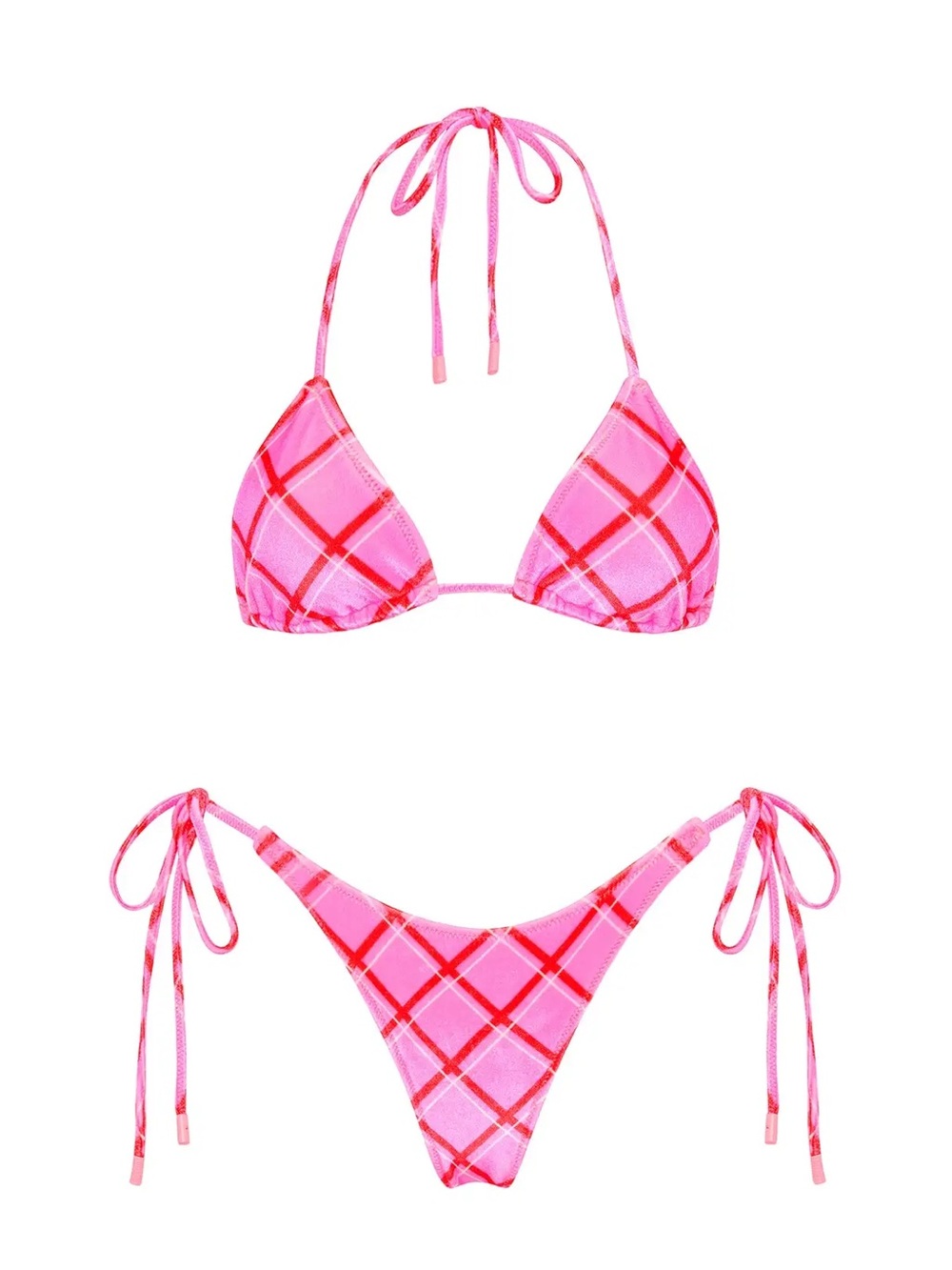 Triangl Swimwear Pink and Red Plaid Bikini Set